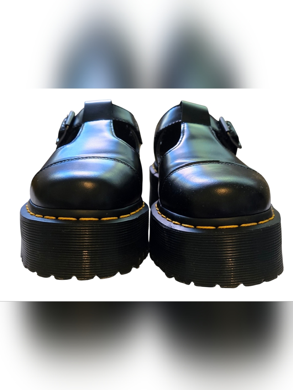 SOLD!! SOLD!! r. Martens Bethan Polished Smooth Leather Platform Mary Janes - Picture 7 of 11